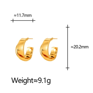 Elegant gold-plated interlocking C-shaped stud earrings with minimalist polished finish