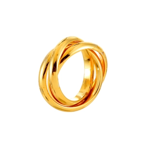 Elegant gold multi-layer trinity interlocking ring with polished minimalist finish