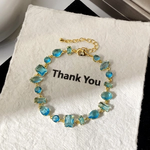 Multi Shape Colorful Zircon Bracelet For Women Elegant 18K Gold Plated Adjustable Chain Sparkling Crystal Jewelry