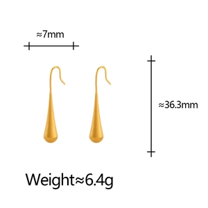 Elegant gold-tone brushed teardrop earrings with hook closure in a minimalist design