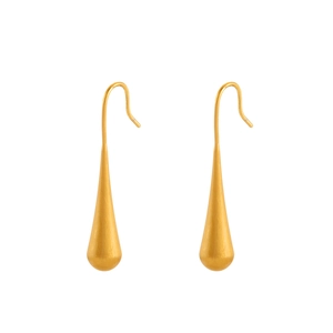Minimalist matte gold teardrop drop earrings with elegant hook design for women
