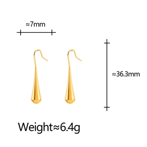 Elegant gold teardrop drop earrings with high-polish finish for a minimalist retro look