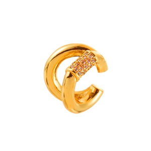 Ear cuff minimalista a doppio strato in oro con micro-pavé di zirconi scintillanti