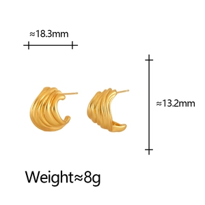 Matte gold conch shell stud earrings with dimensions 18.3mm by 13.2mm and 8g weight