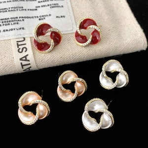 Geometrische Kupfer Ohrstecker Emaille Zirkonia Vintage Stil Elegant Für Damen Mit Kupfer Ohrringstecker