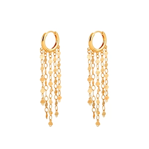 Boucles d'oreilles créoles dorées à franges et sequins en forme de cœur pour femme