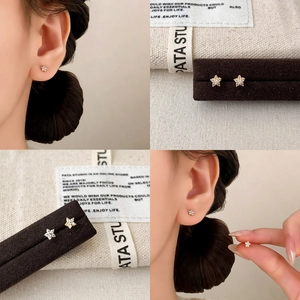 Star Stud Earrings Zirconia 14K Gold Plated Copper Simple Minimalist Fashion Jewelry For Women Copper Earring Post