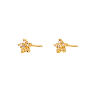 Minimalist gold star earrings with clear cubic zirconia stones for elegant daily wear