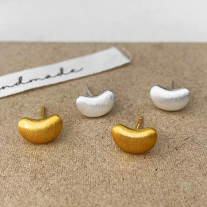 Orecchini A Lobo A Fagiolo Rame Spazzolato Opaco Minimalista Gioielli Minuscoli Per Donne Pendolarismo Quotidiano Semplice Accessorio Lucidato Elegante