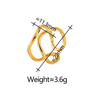Detail of double-layer golden ring showing 11.3mm width and 3.6g weight dimensions