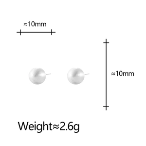Detail view of 10mm matte silver sphere stud earrings showing weight and size measurements