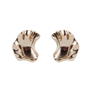 Elegant gold wavy petal earrings with irregular geometric design and mirror finish