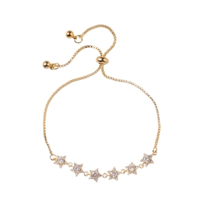 Elegant gold adjustable star bracelet with sparkling zircon stones for women's daily wear
