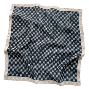 Double-sided monogram square scarf with elegant herringbone pattern for women