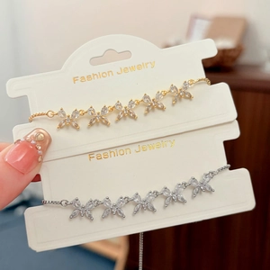 Bracciale Regolabile Farfalla Rame Placcato Zircone Pietra Marquise Elegante Gioielli Di Moda Per Donne Accessorio