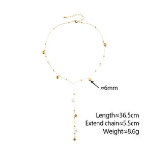 Elegante collana a Y placcata in oro con cristalli, catena 36,5 cm e estensione 5,5 cm