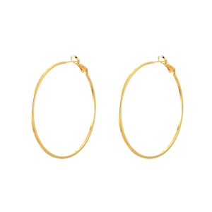 Classic large golden hoop earrings with polished finish and secure snap closure for women