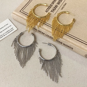 Orecchini A Cerchio Con Nappe In Rame Frange A Catena Di Sfere Metalliche Gioielli Pendenti Chic Stile Boho