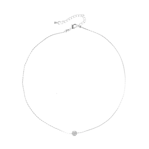 Elegant silver clavicle necklace featuring a sparkling round micro-pave zircon pendant