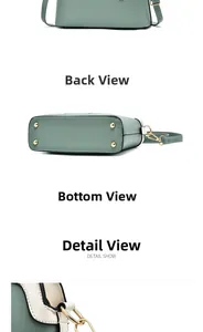 Detail view of the Morandi green shell bag showing the bottom rivets and back texture