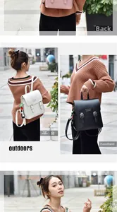 Sac à dos en cuir PU rose, blanc et noir, porté épaule ou à la main pour femmes