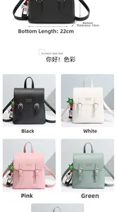 Détails de sacs à dos en cuir PU coloré avec dimensions 22x13cm et bretelles contrastées