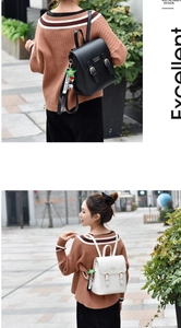 Détail de sacs à dos en cuir PU noir et blanc avec boucle dorée et pendentif étoile