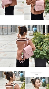Détail d'un sac à dos rose en cuir PU avec pendentif étoile et sangles décoratives