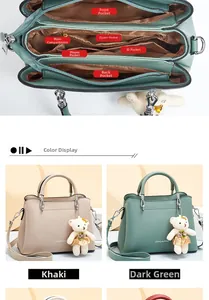 Détails des compartiments intérieurs du sac à main en cuir et options de couleurs