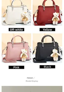 Détails des petits sacs à main à la mode en crème, rouge, rose et noir en cuir synthétique