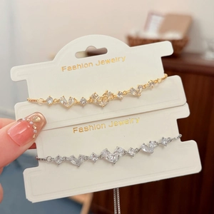 Bracciale Elegante In Zirconia Con Cuore E Fiocco Per Donna Catena A Maglie In Rame Regolabile Placcato Oro Argento Gioielli
