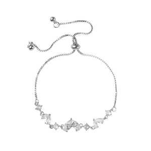 Elegante bracciale a cuore regolabile in argento con zirconi e catena veneziana