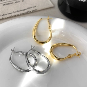 Twisted Oval Hoop Earrings Copper Geometric Minimalist High-End Style Jewelry For Women