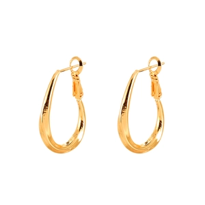 Minimalist gold oval twist hoop earrings with geometric streamline design for women