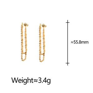 Elegant gold-tone long tassel earrings featuring a twisted rope chain design, 55.8mm length