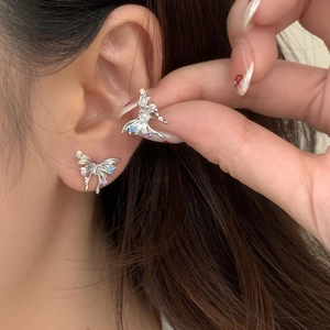 Butterfly Stud Earrings Copper Hollow Wing Colorful Zircon Sweet Elegant Minimalist Jewelry For Women Girls