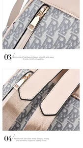 Detailed view of golden hardware zipper and reinforced stitching on jacquard backpack