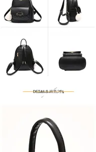 Detail view showing the padded back, bottom, and carry handle of the black cat ear backpack