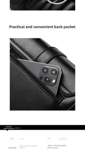 Detail of black pebbled leather handbag featuring a functional rear zipper pocket