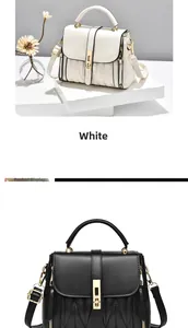 Detailed view of textured PU leather square bags with geometric stitching and gold locks