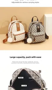 Detail view of mini backpack interior compartments showing storage for iPad and phone