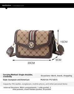 Internal structure and detailed dimensions of brown monogram crossbody bag