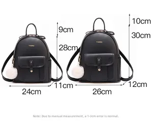 Guide des tailles détaillé pour sacs à dos en cuir souple montrant les dimensions