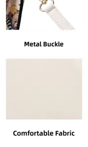 Detail of light gold metal buckle and off-white lychee texture synthetic leather bag