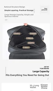Detail view of the backpack interior showing multiple pockets for organized storage