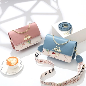 Bolso bandolera de mujer con bloques de color, estampado de París y correa ancha