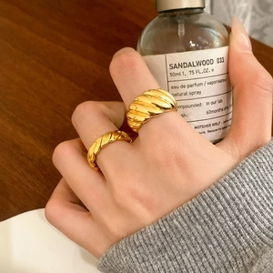 Croissant Ring And Twisted Braided Band For Women Copper And 925 Sterling Silver Geometric Jewelry