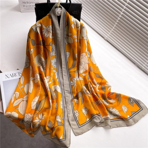 Écharpe Châle En Coton Lin Viscose Grand Imprimé Fleuri Élégant Pour Femmes Style Japonais