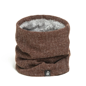 Tour de cou en tricot marron café pour hiver avec doublure épaisse et texture côtelée