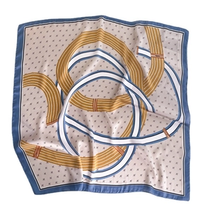 70x70cm silky square scarf with classic equestrian harness and H-pattern design